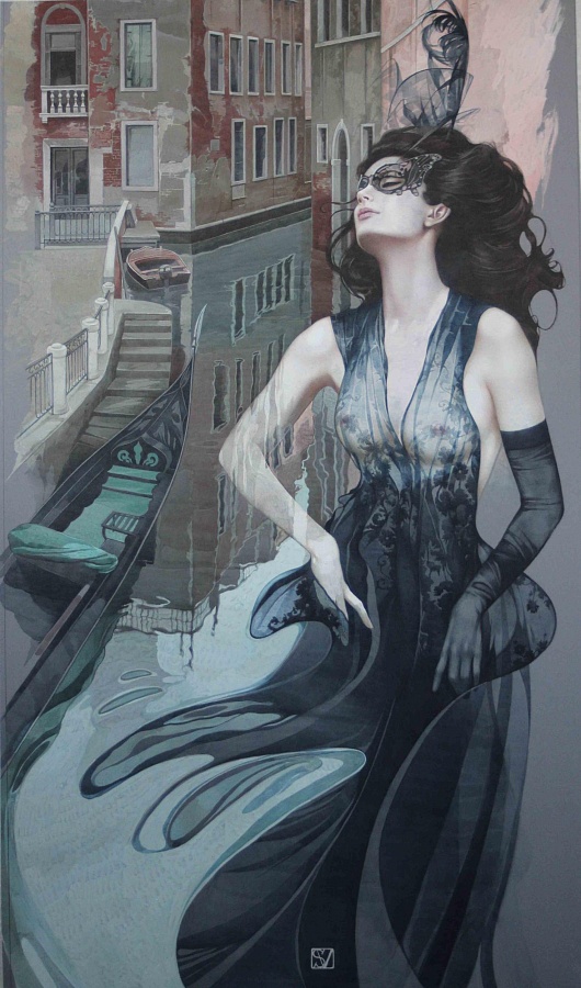 Воды Венеции-1 100х57,5 акв. белила2015 | Waters of Venice - 1, watercolor, whitewash