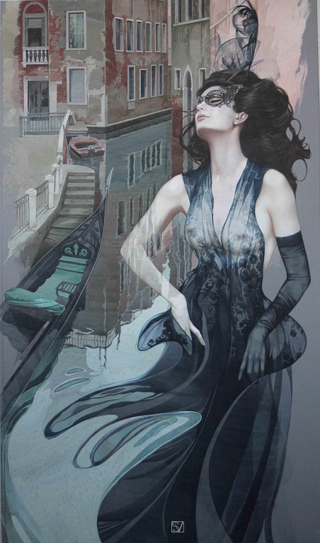 Воды Венеции-1 100х57,5 акварель, белила, 2015 |  Waters of Venice - 1, watercolor, whitewash