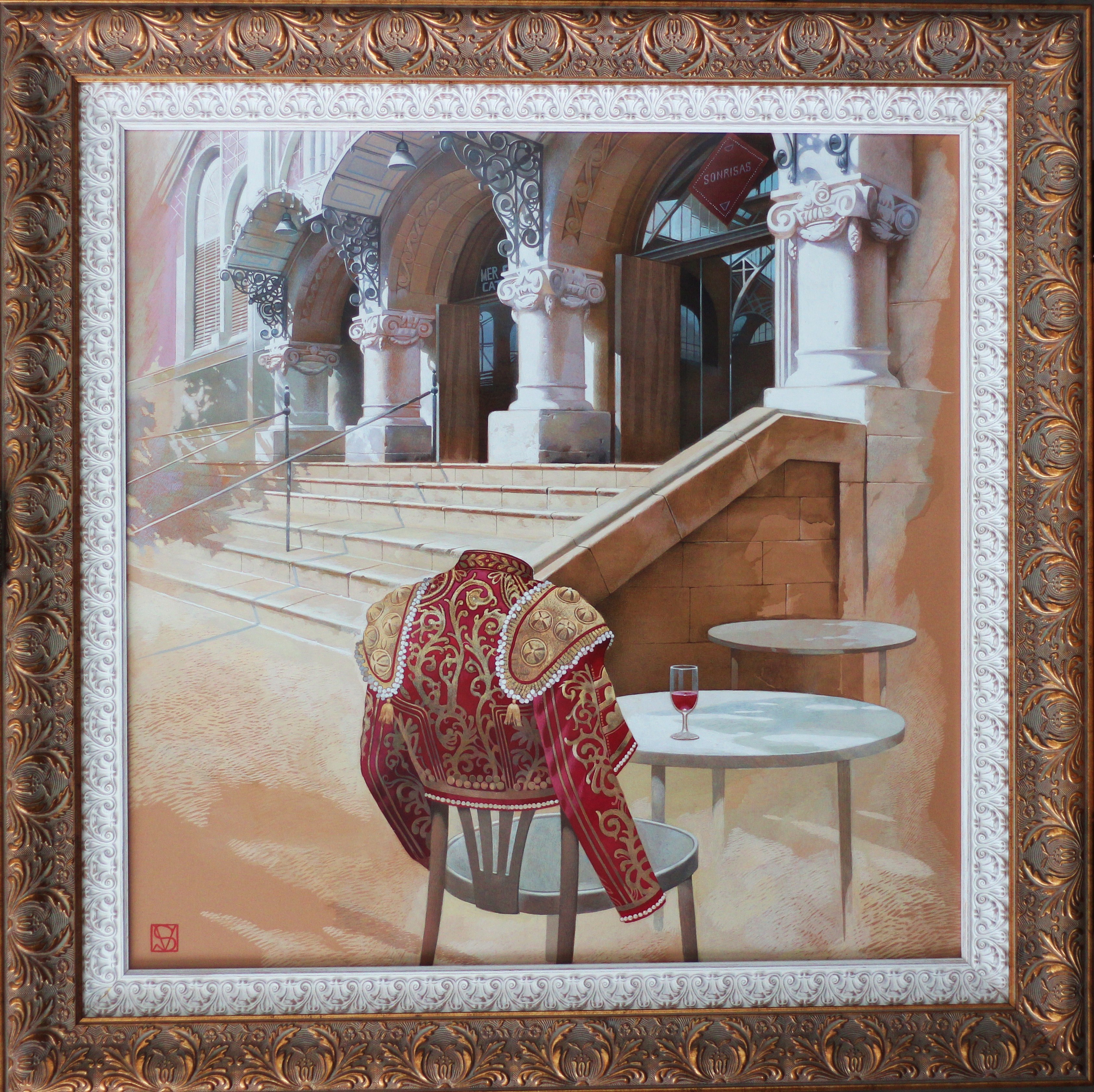 Испания Валенсия 59х58,5 акв. белила,картон 2016  | Spain, Valencia 59x58